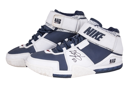 2004-05 LeBron James Game Used & Signed Nike Zoom Sneakers Sourced from Akron Charity With Apparent Photo Match (JSA & Sports Investors)